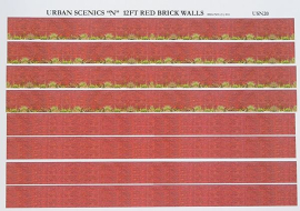 USN20 - “N” Red Brick Walls (Scale 12ft High Approx) 28.5cm Length x 2.2cm High